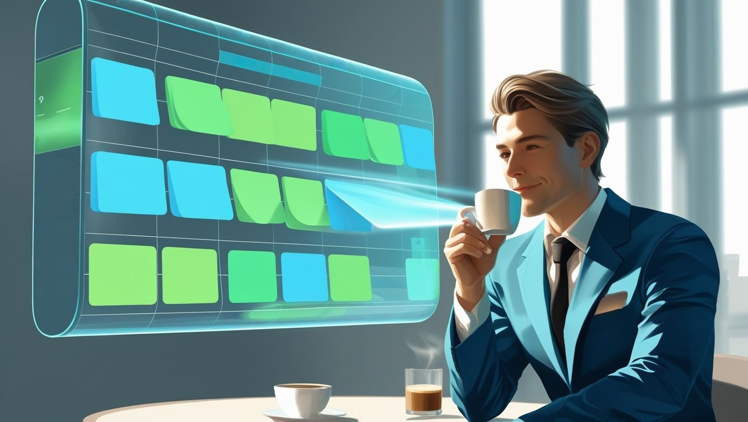 An image showing an AI scheduling assistant enhancing time management for busy professionals.