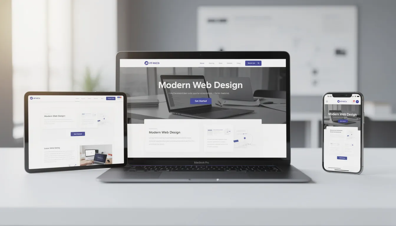 The image showcases a modern responsive website displayed on a laptop, tablet, and smartphone, illustrating effective marketing strategies for small business owners. This visual emphasizes the importance of digital presence in crafting a successful marketing plan and engaging with customers across various devices.