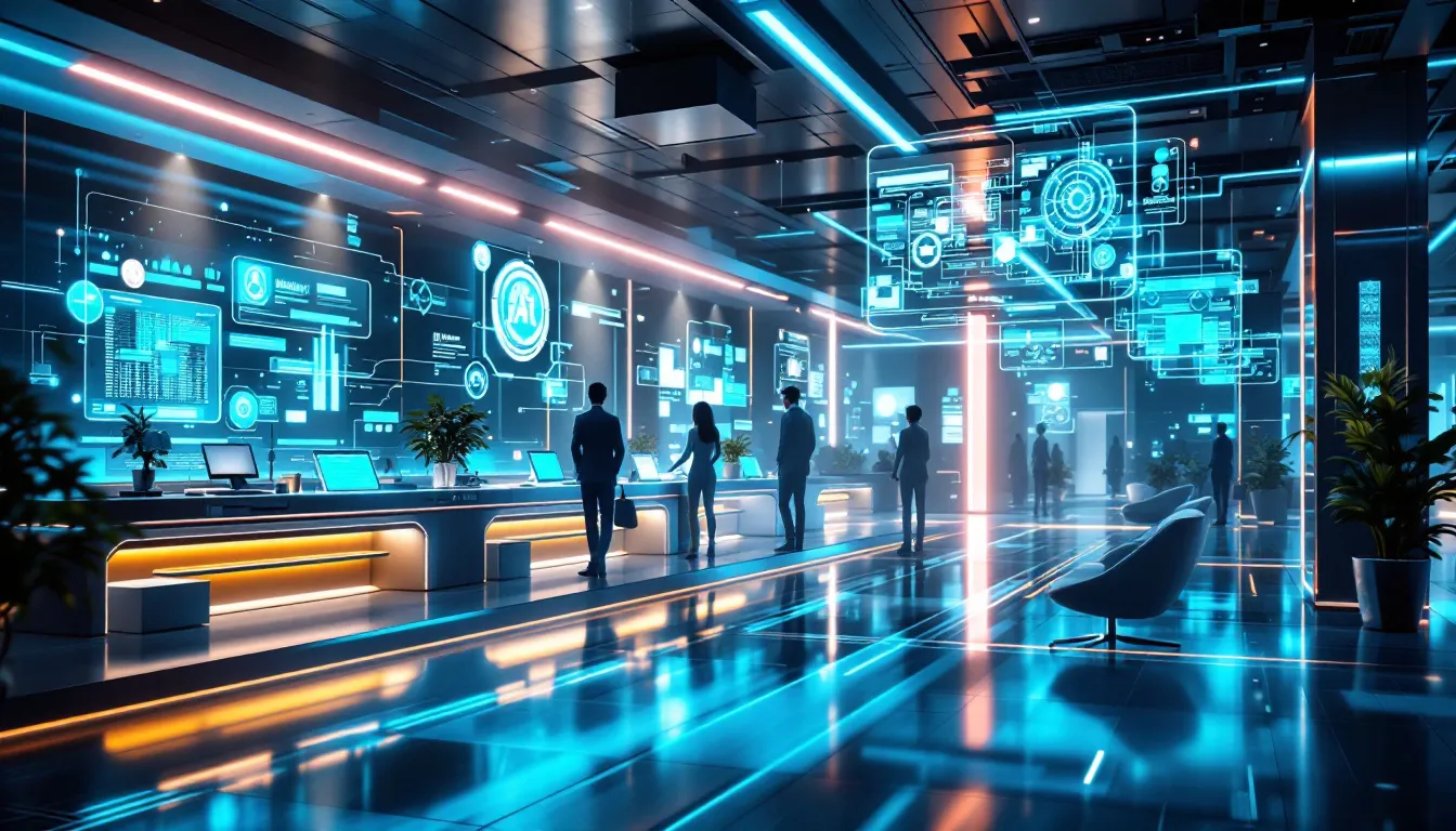 A visual representation of AI-powered virtual assistants transforming business operations.